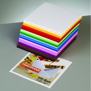 Ark för vikning - Tangrami 10 x 10 cm - 500 ark / 70 g / m² 10 färger / blandade