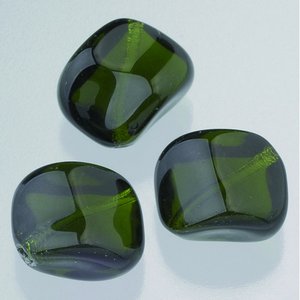 Glaspärlor 16 x 16 mm - olivgrön 5 st. nr 3