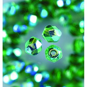 Glaspärlor facetterade - grön - runda