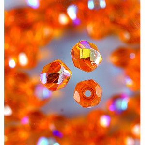 Glaspärlor facetterade - orange - runda