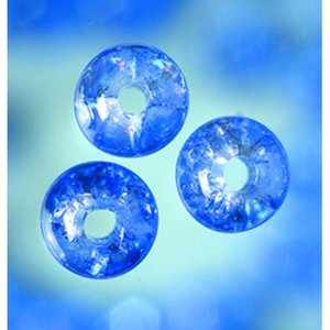 Glaspärlor krackelerade - blå - rund