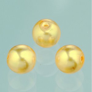 Glaspärlor vax lyster 6 mm - guldgul 40 st.