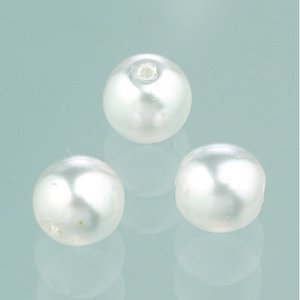 Glaspärlor vax lyster 6 mm - vit 40 st.