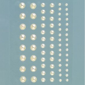 Halvpärlor akryl självhäftande 3 5 7 mm - grädde pärla 72-pack rund