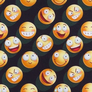 Mönstrad Trikå 160 cm - Emoji Fun Go Crazy Mullvad