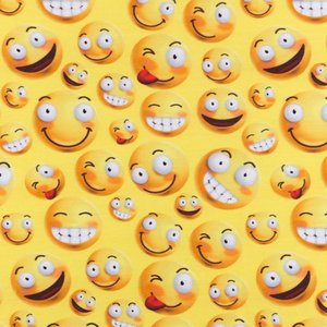 Mönstrad Trikå 160 cm - Emoji Fun Take It Easy Gul