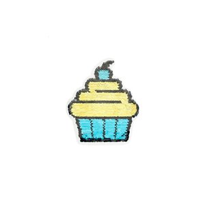 Paljettmärke Vändbart - Cupcake