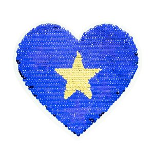 Paljettmärke Vändbart - Liitle Heart Stars
