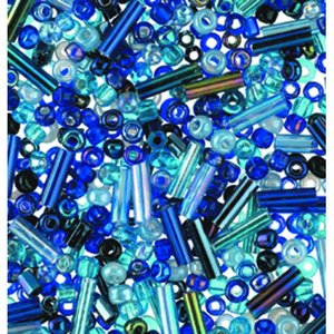 Rocaillespärlor rund och stavformad mix - blå