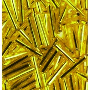 Stavpärlor silverlinjerade ø 2 x 11 mm - gul 15 g