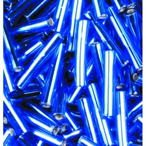 Stavpärlor silverlinjerade ø 2 x 11 mm - ljusblå 15 g