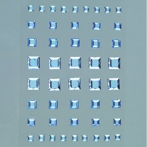 Strass akryl självhäftande 4 5 6 8 mm - ljusblå 48-pack Fyrkant