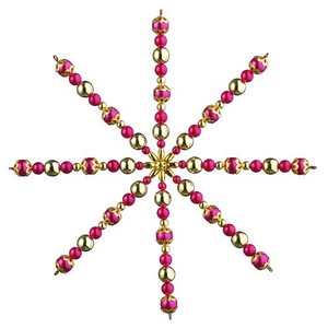 Ståltrådsstjärna med pärlor ø 15 cm - röd / guld 1 st hantverkskit