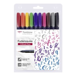 Tombow Brush pen Fudenosuke Hård - 10 pennor