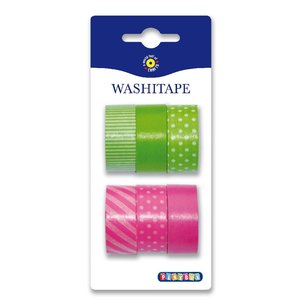 Washitape 6-pack grön rosa