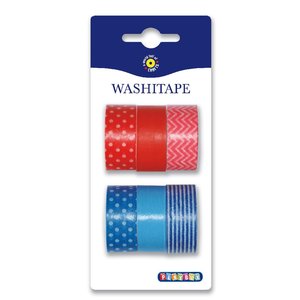 Washitape 6-pack röd & blå