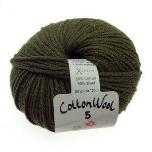 Gepard Garn CottonWool 5 Unicolor 870 Olivgrön