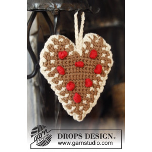 Gingerbread Heart by DROPS Design - Julhjärtan Virk-mönster 13x11 cm -