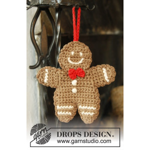 Gingy by DROPS Design - Pepparkaksgubbe Julpynt Virk-mönster 15x14 cm