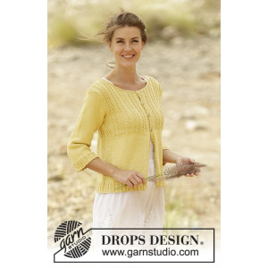 Golden Blossom by DROPS Design - Cardigan Stick-opskrift strl. S - XXX