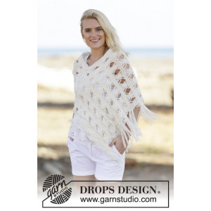 Late in August by DROPS Design - Poncho Stick-mönster strl. S/M - XXL/