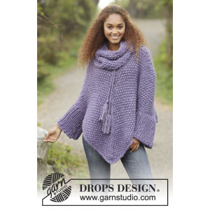 Lavender Grove by DROPS Design - Poncho Stick-mönster strl S/M - XXXL