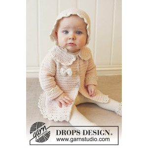 Little Lady Rose by DROPS Design - Baby Jacka Virk-mönster strl. 0/1 m