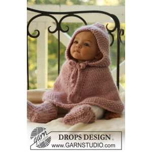 Little Peach by DROPS Design - Baby Poncho og Tofflor Stick-mönster st