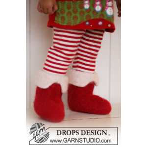 Nissefutter by DROPS Design - Baby jultofflor Stick-mönster str. 21/23