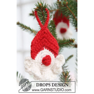Red Nose Santa by DROPS Design - Jultomte Virk-mönster 8 cm