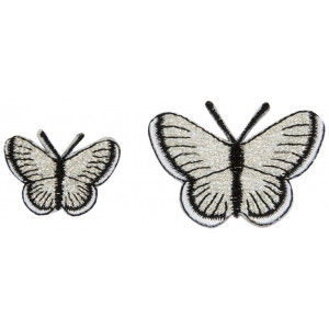 Strykmärke Fjärilar Silver Ass. storlekar - 2 st.