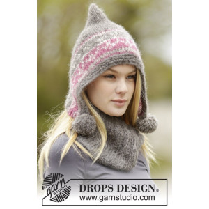 Sweet Winter Hat by DROPS Design - Mössa och hals Stick-opskrift str.